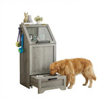 Pet  Food Storage with Raised Bowls Feeding Station