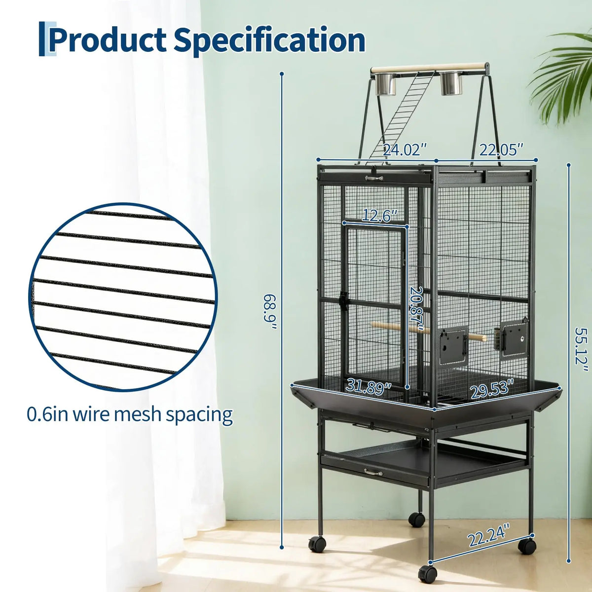 Extra Large Bird Cage with Rolling Stand