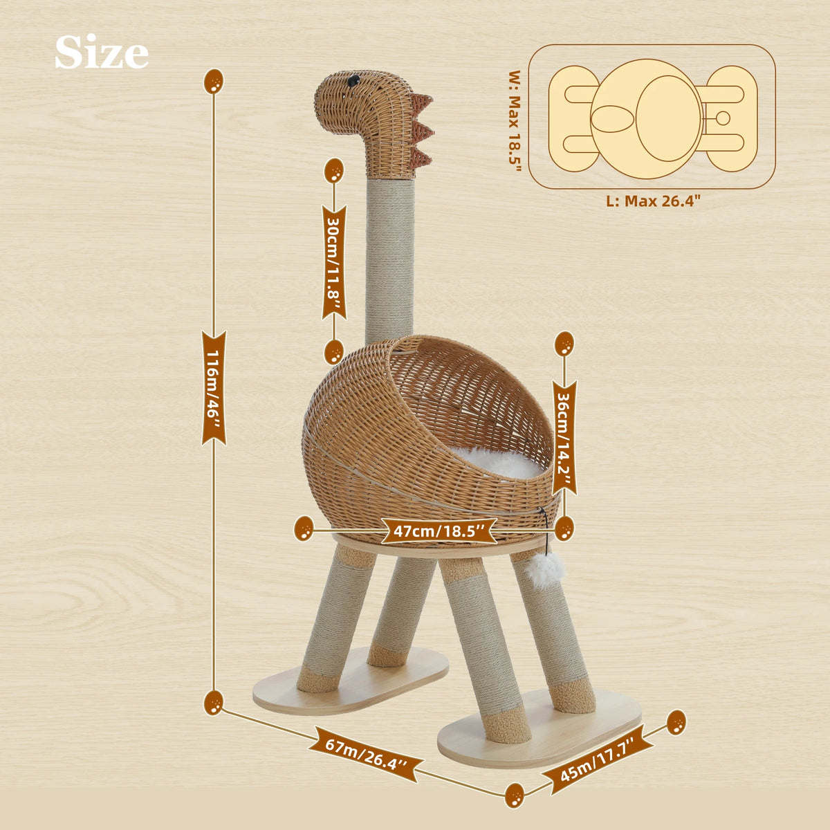 Dinosaur Cat Tree Scratching Post