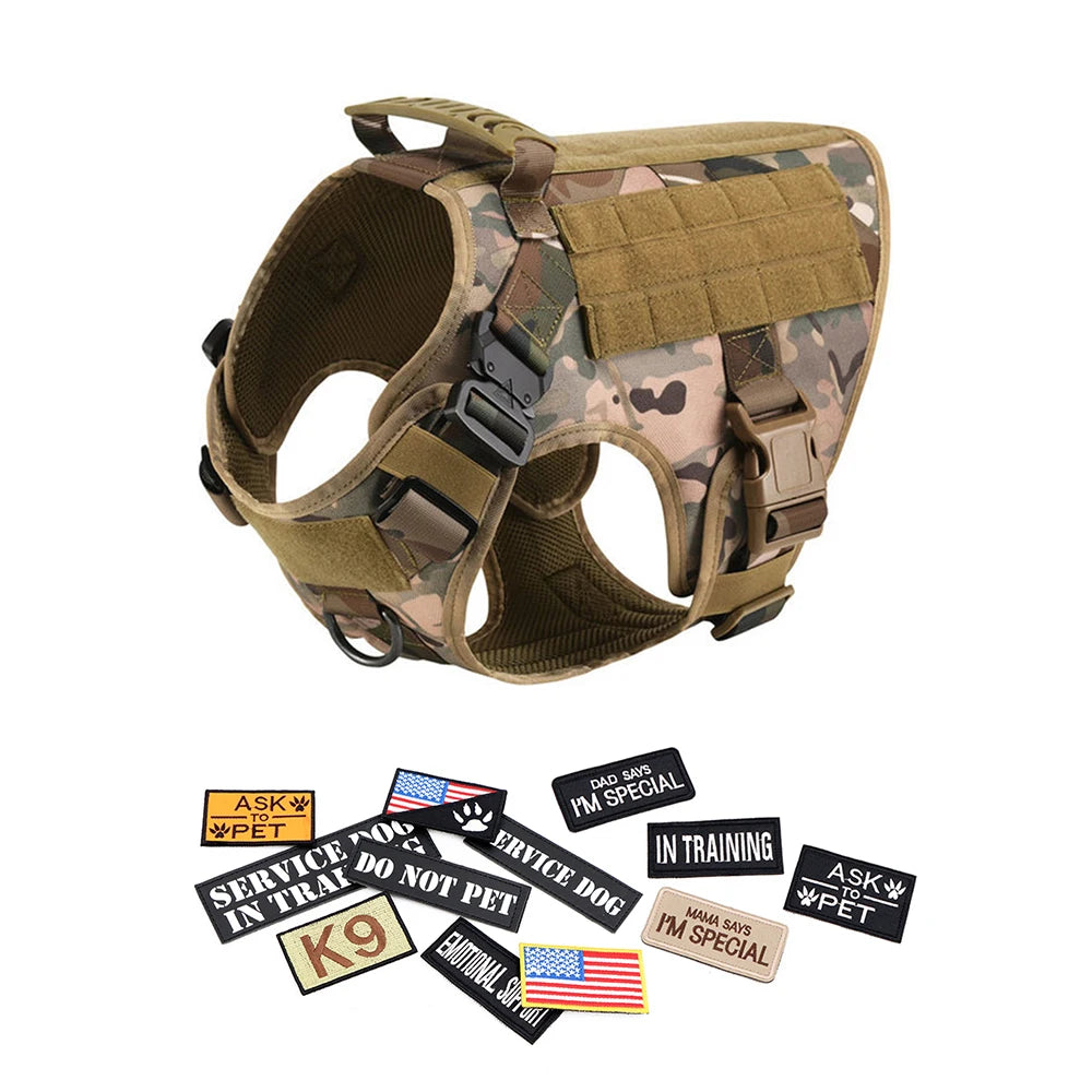 Military Dog Harness Collar Leash Bags Patches