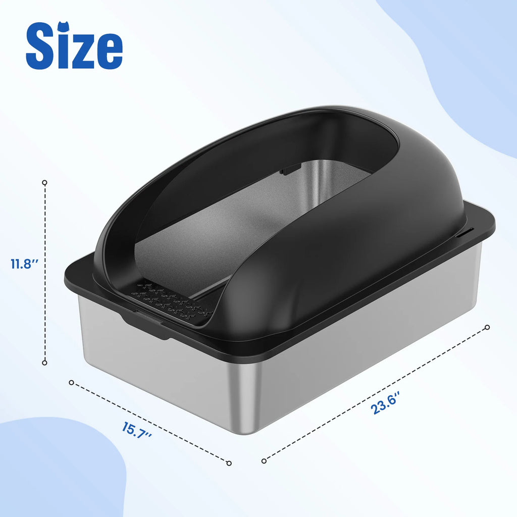 Large Cat Litter Box with Lid, Scoop, and Mat