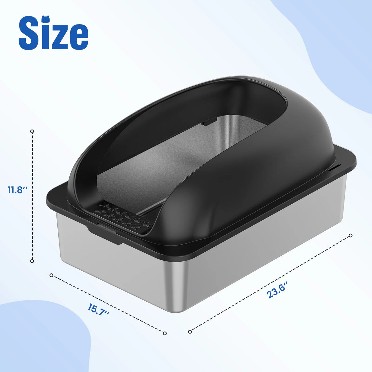 Large Cat Litter Box with Lid, Scoop, and Mat