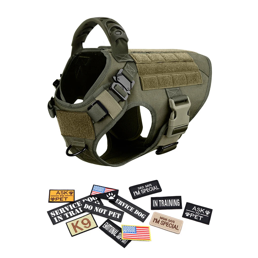 Military Dog Harness Collar Leash Bags Patches