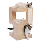 Wood Cat Tower with Scratching Pad