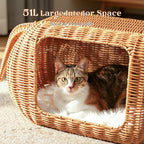Handmade Elephant Rattan Cat Condo Bed