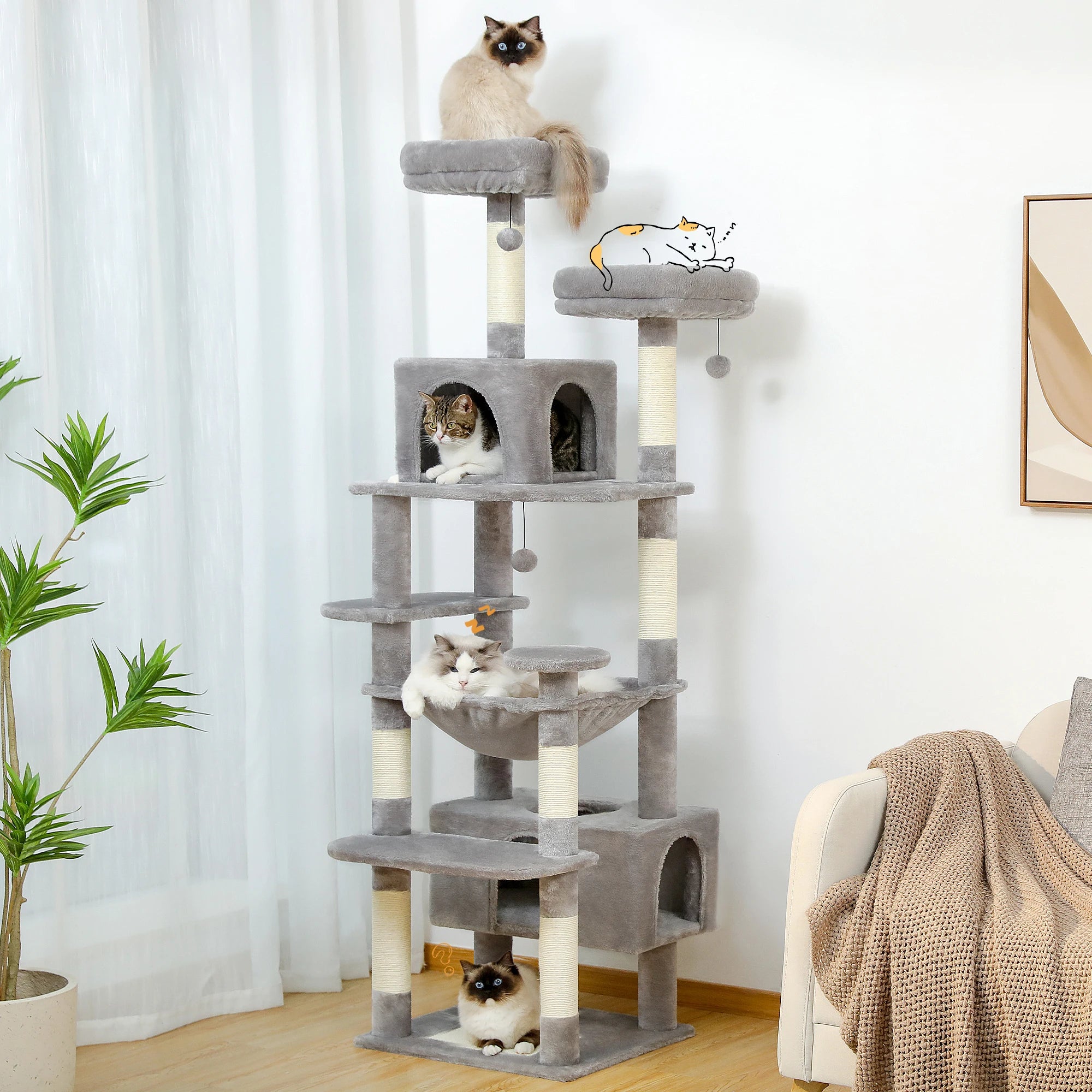Cat Tower for Indoor With Scratching Posts