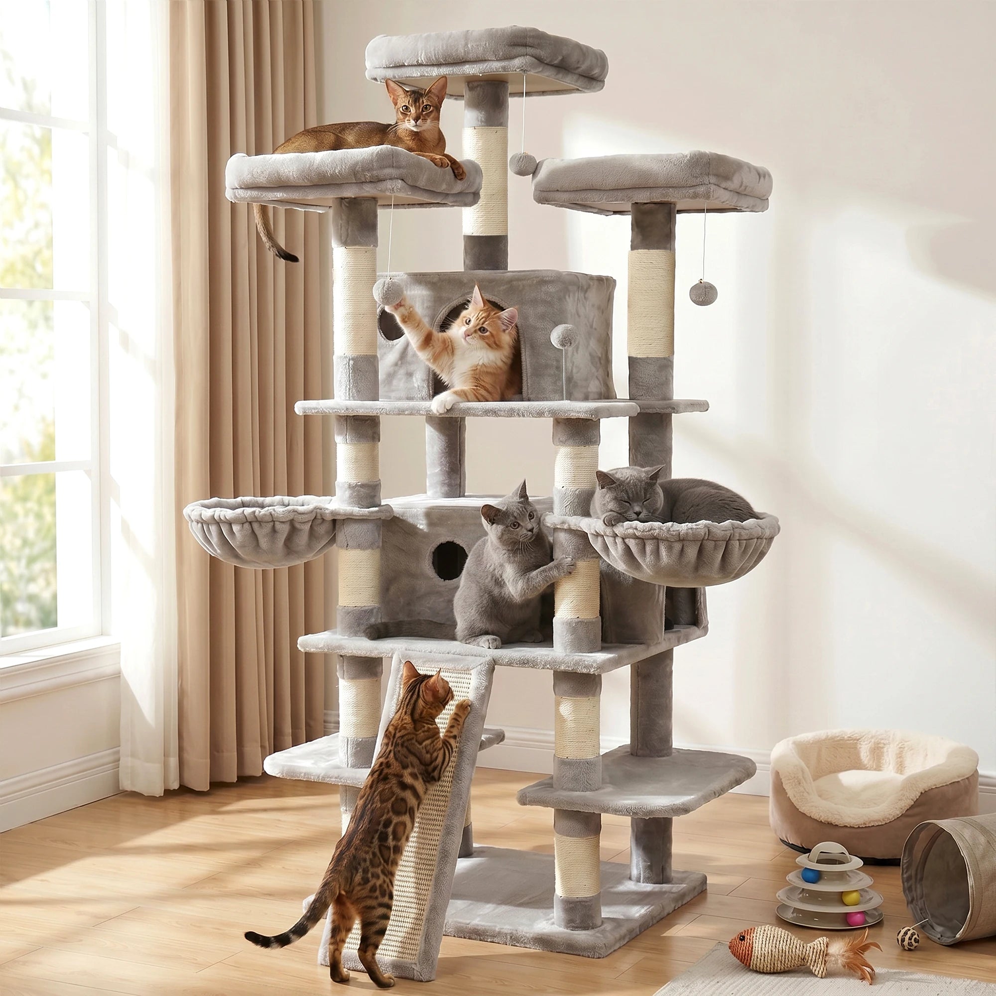 Large Cat Tower with Scratching Post