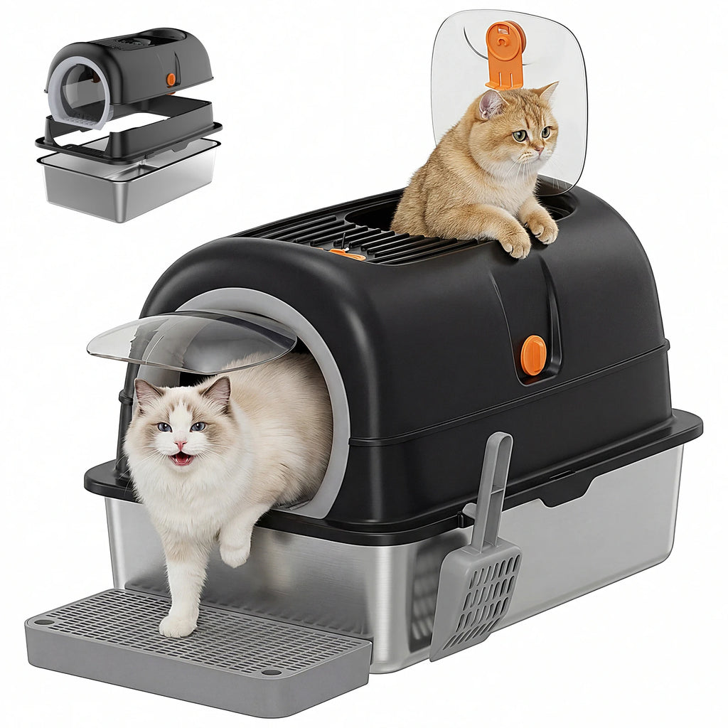 Large Cat Litter Box, Scoop, and Mat