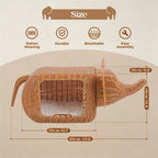 Handmade Elephant Rattan Cat Condo Bed