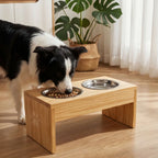 Wooden Elevated Double Dog Bowls