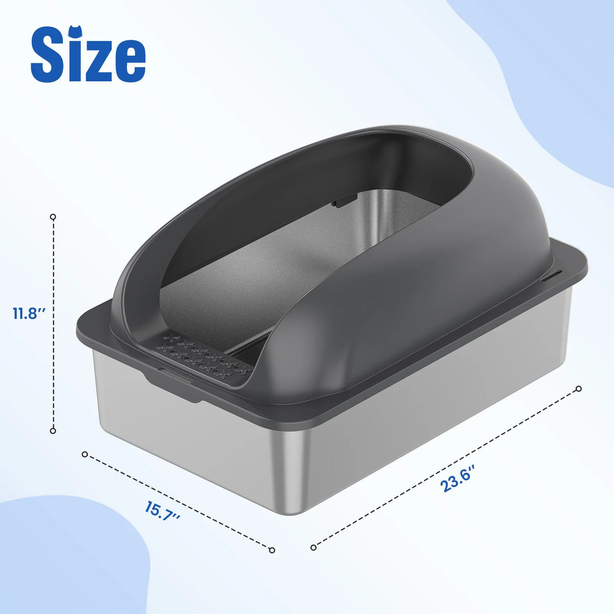 Large Cat Litter Box with Lid, Scoop, and Mat