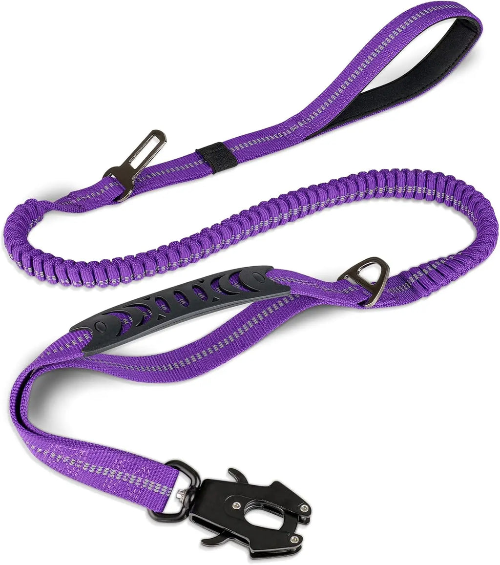 Reflective Shock Absorbing Pet Leashes with Car Seatbelt