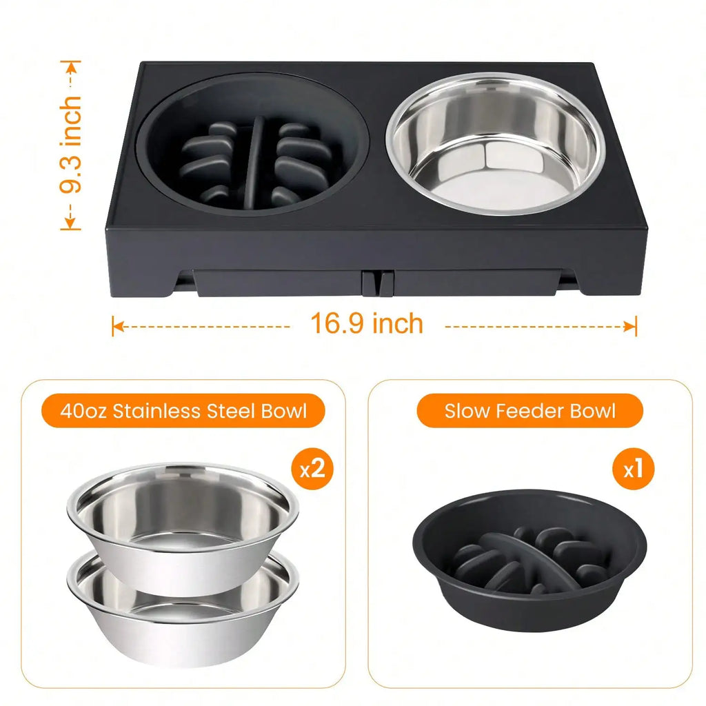 5 Height-Adjustable Raised Stand Dog Bowl