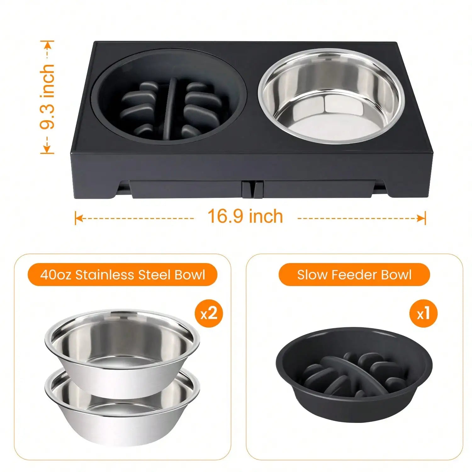 5 Height-Adjustable Raised Stand Dog Bowl