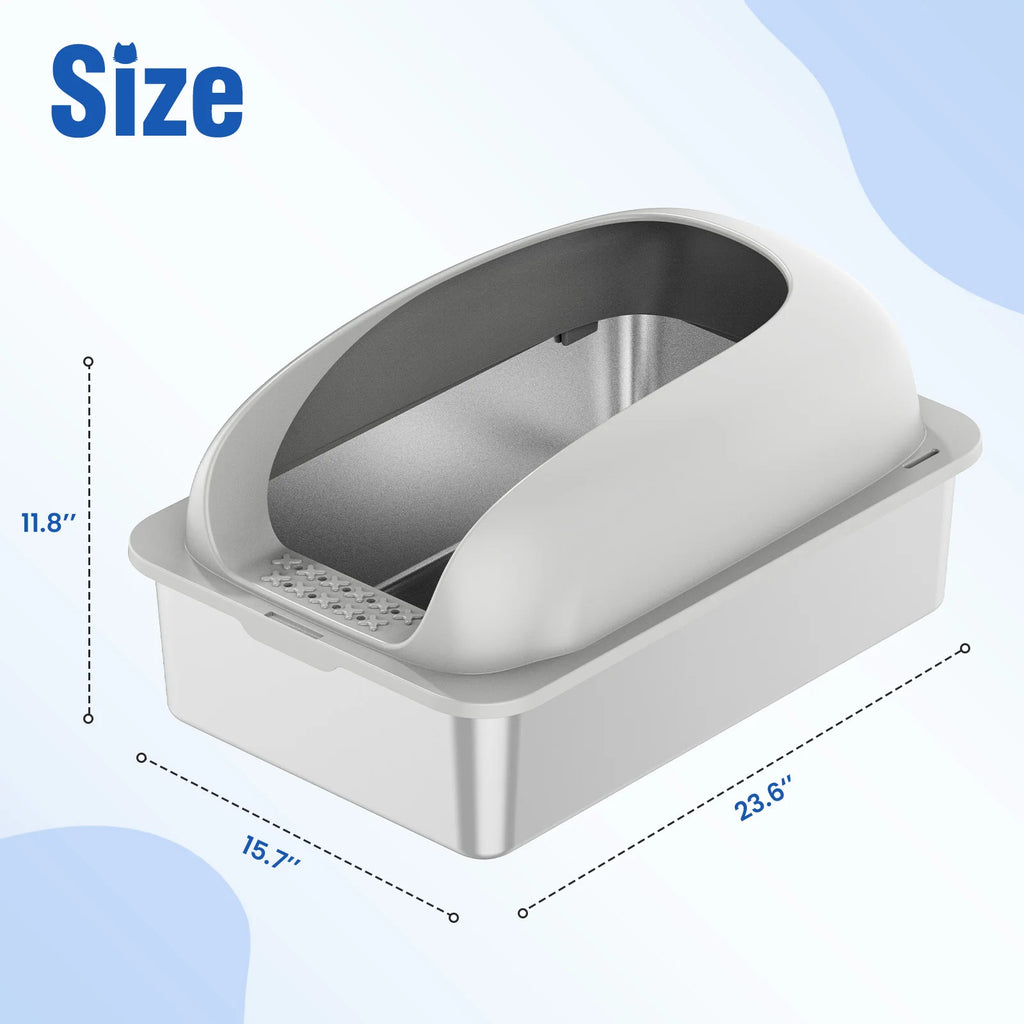 Large Cat Litter Box with Lid, Scoop, and Mat