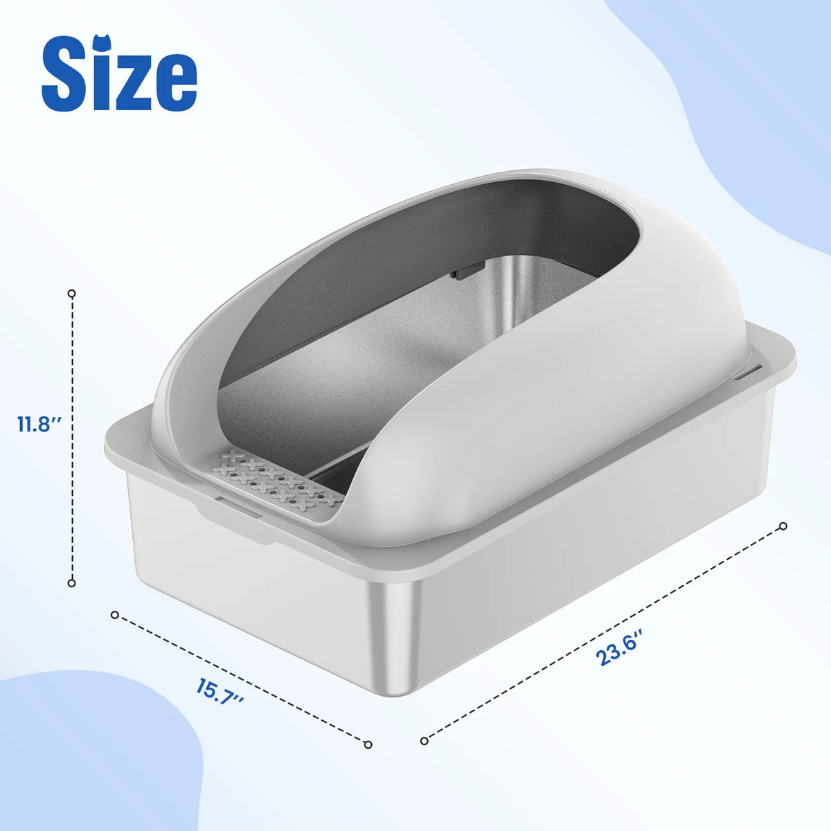 Large Cat Litter Box with Lid, Scoop, and Mat