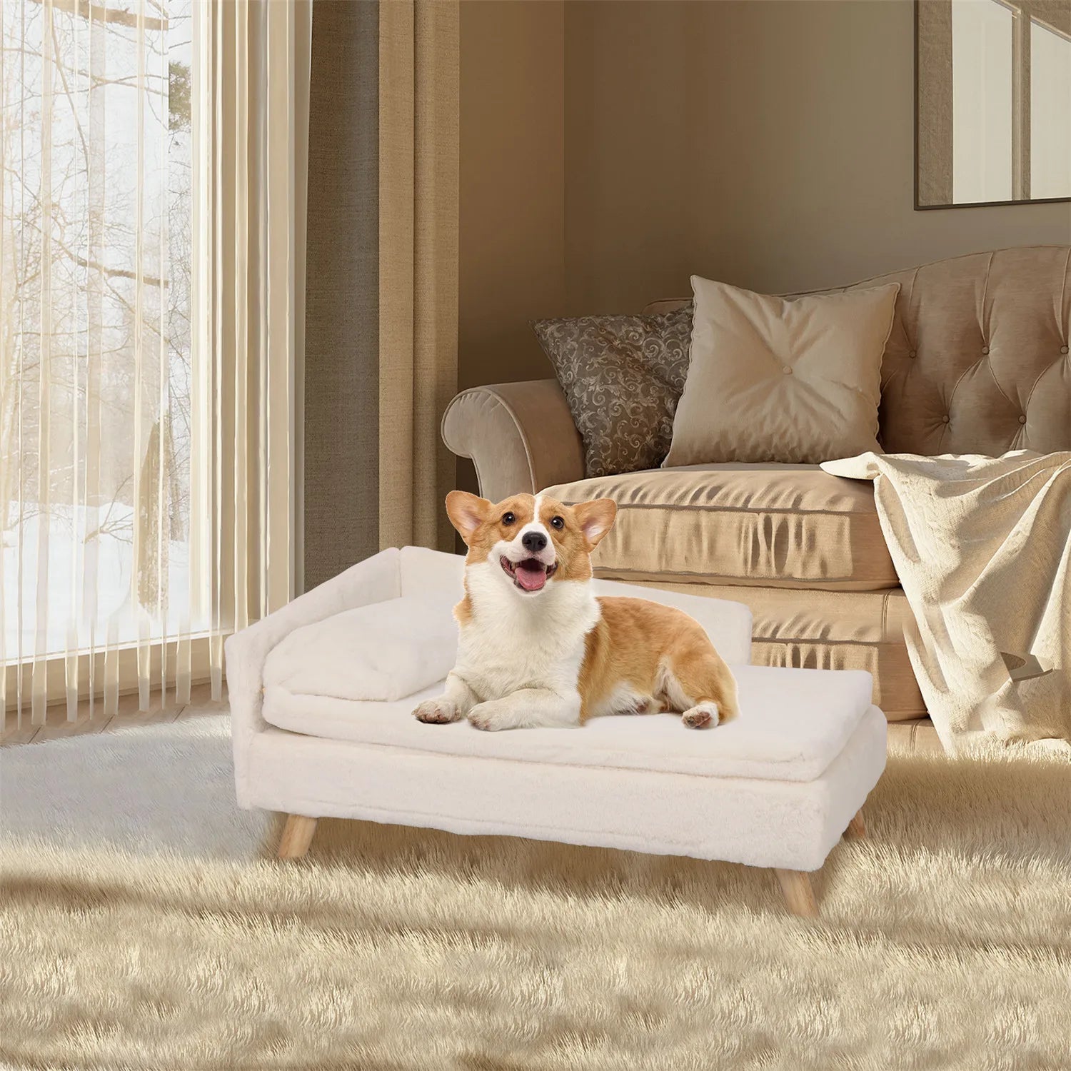 Elevated, Waterproof, Wooden Legged, Pet Sofa