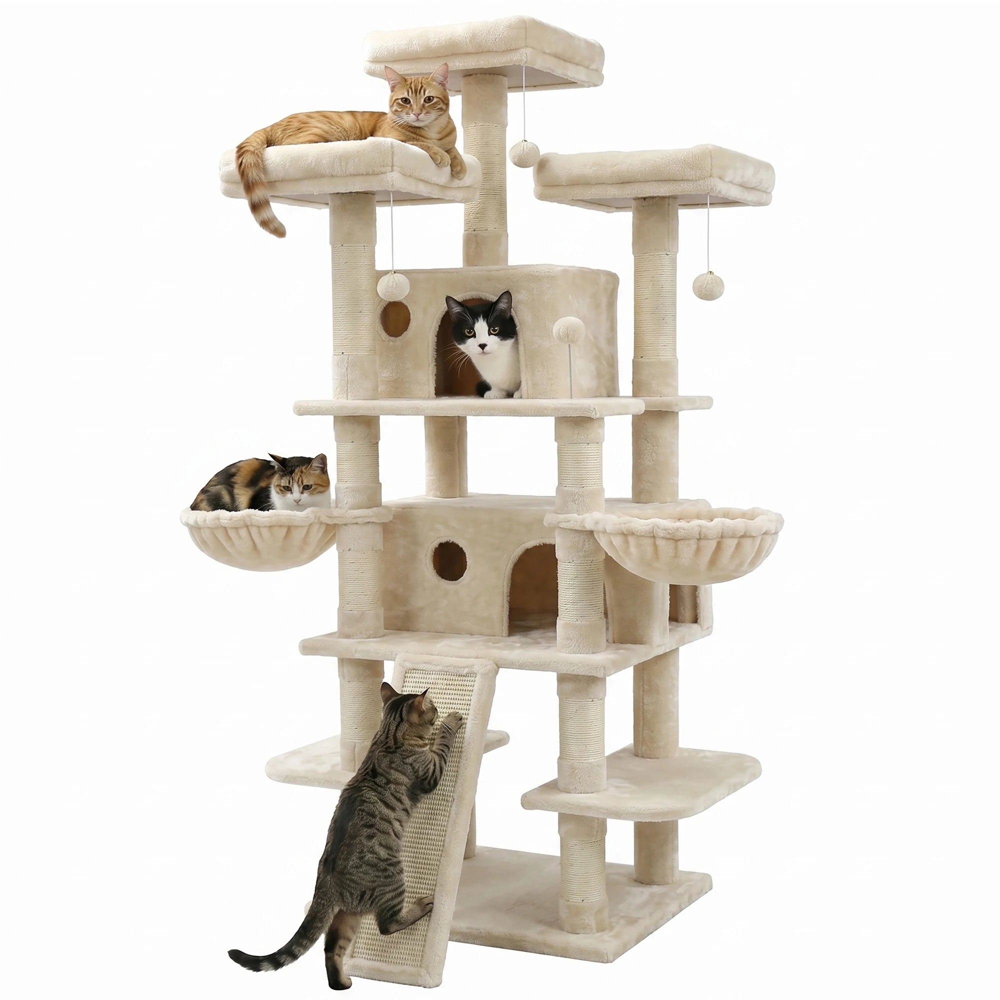 Large Cat Tower with Scratching Post