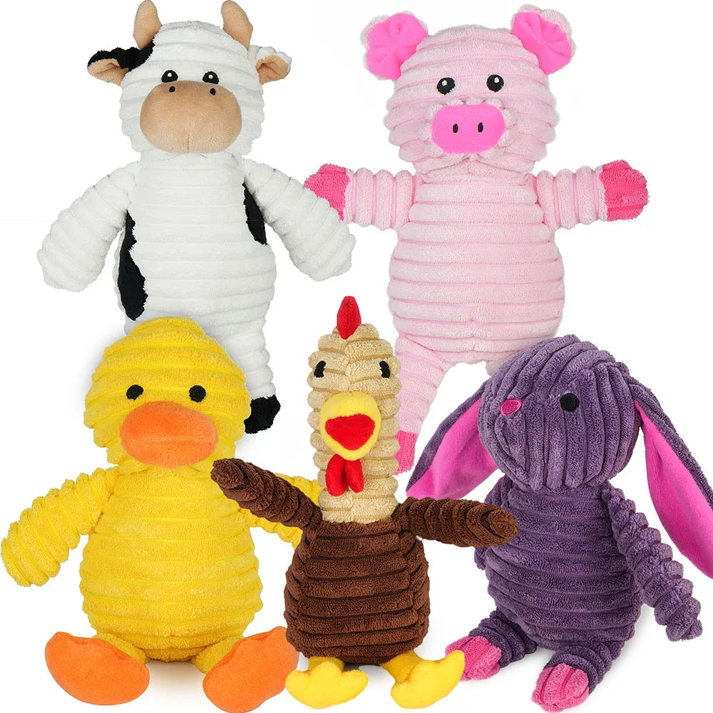 5 Pack Dog Plush Squeaky Toys